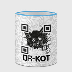 Кружка 3D QR код котик, цвет: 3D-небесно-голубой кант — фото 2