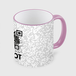 Кружка 3D QR код котик, цвет: 3D-розовый кант