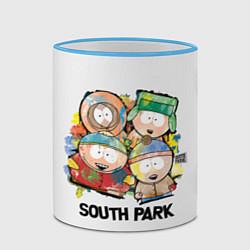 Кружка 3D South Park - Южный парк краски, цвет: 3D-небесно-голубой кант — фото 2