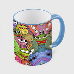 Кружка 3D Pepe BOMBING, цвет: 3D-небесно-голубой кант