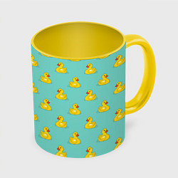 Кружка 3D Желтый утенок паттерн, цвет: 3D-белый + желтый