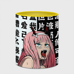 Кружка 3D AHEGAO ZERO TWO Зеро ту ахегао, цвет: 3D-белый + желтый — фото 2