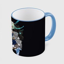 Кружка 3D Сахароза Сухроза с книгами Геншин Импакт Sucrose, цвет: 3D-небесно-голубой кант