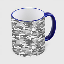 Кружка 3D Серый Военный Камуфляж, цвет: 3D-синий кант