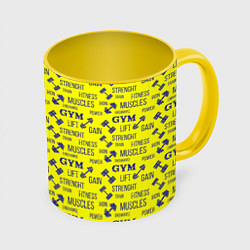 Кружка 3D GYM Спортзал, цвет: 3D-белый + желтый