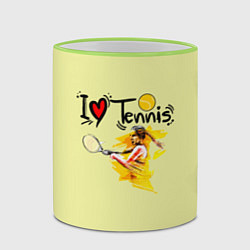 Кружка 3D Я Люблю Tennis, цвет: 3D-светло-зеленый кант — фото 2