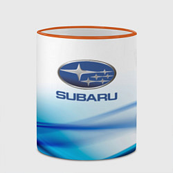 Кружка 3D Subaru Спорт текстура, цвет: 3D-оранжевый кант — фото 2