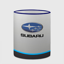 Кружка 3D Subaru Неоновая полоса, цвет: 3D-синий кант — фото 2