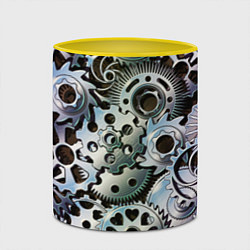 Кружка 3D Стимпанк шестеренки Steampunk, цвет: 3D-белый + желтый — фото 2