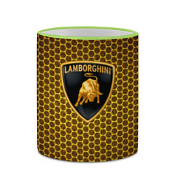 Кружка 3D Lamborghini gold соты, цвет: 3D-светло-зеленый кант — фото 2
