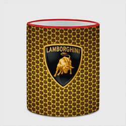 Кружка 3D Lamborghini gold соты, цвет: 3D-красный кант — фото 2