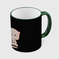 Кружка 3D Кошачья любовь навсегда Kitty love forever, цвет: 3D-зеленый кант