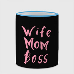 Кружка 3D Wife Mom Boss, цвет: 3D-небесно-голубой кант — фото 2