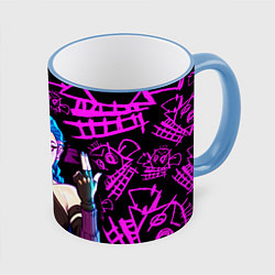 Кружка 3D JINX ДЖИНКС NEON PATTERN, цвет: 3D-небесно-голубой кант