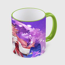 Кружка 3D Yae Miko Genshin Impact, цвет: 3D-светло-зеленый кант