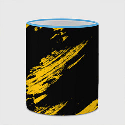 Кружка 3D BLACK AND YELLOW GRUNGE ГРАНЖ, цвет: 3D-небесно-голубой кант — фото 2