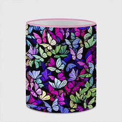 Кружка 3D Витражные бабочки, цвет: 3D-розовый кант — фото 2