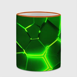 Кружка 3D 3D ПЛИТЫ НЕОН NEON GREEN HEXAGON РАЗЛОМ, цвет: 3D-оранжевый кант — фото 2