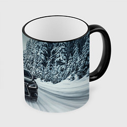 Кружка 3D Лексус - зимняя дорога!, цвет: 3D-черный кант