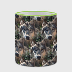 Кружка 3D Волки клипарт wolfs, цвет: 3D-светло-зеленый кант — фото 2