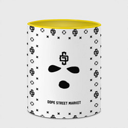 Кружка 3D Узор White Phantom Ski Mask Dope Street Market, цвет: 3D-белый + желтый — фото 2
