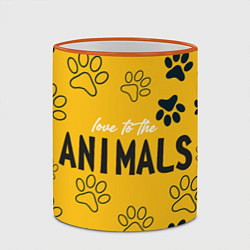 Кружка 3D Footprints - love to the animals, цвет: 3D-оранжевый кант — фото 2