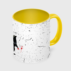 Кружка 3D BANKSY БЭНКСИ крыса, цвет: 3D-белый + желтый