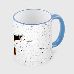 Кружка 3D Banksy Panda with guns Бэнкси, цвет: 3D-небесно-голубой кант