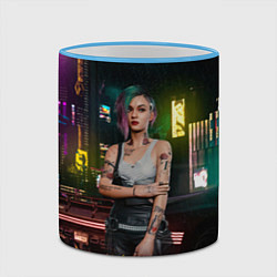 Кружка 3D Judy cyberpunk2077, цвет: 3D-небесно-голубой кант — фото 2