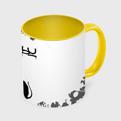 Кружка 3D БЭНКСИ - КРЫСА И СЕРДЕЧКО Брызги, цвет: 3D-белый + желтый