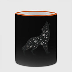 Кружка 3D Звездный черный волк, цвет: 3D-оранжевый кант — фото 2