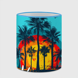 Кружка 3D Hawaii Солнце, Пальмы, цвет: 3D-небесно-голубой кант — фото 2