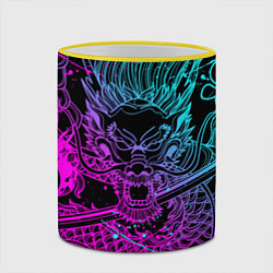 Кружка 3D НЕОНОВЫЕ ДРАКОНЫ NEON DRAGON БРЫЗГИ КРАСОК, цвет: 3D-желтый кант — фото 2