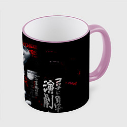 Кружка 3D Токийский Гуль Иероглифы Tokyo Ghoul, цвет: 3D-розовый кант