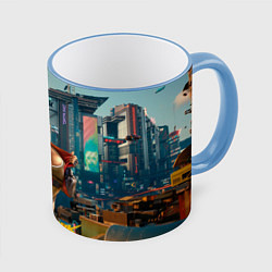 Кружка 3D Panam Cyberpunk2077 18, цвет: 3D-небесно-голубой кант