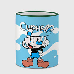 Кружка 3D Cuphead синяя чашечка, цвет: 3D-зеленый кант — фото 2