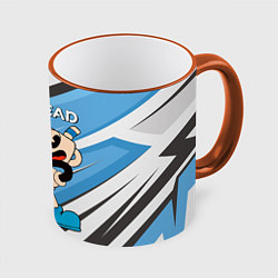 Кружка 3D Cuphead синяя чашечка, цвет: 3D-оранжевый кант