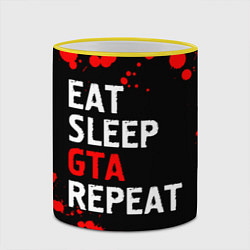 Кружка 3D Eat Sleep GTA Repeat - Брызги, цвет: 3D-желтый кант — фото 2