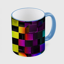 Кружка 3D Colored Geometric 3D pattern, цвет: 3D-небесно-голубой кант