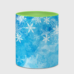 Кружка 3D Новогодние снежинки, цвет: 3D-белый + светло-зеленый — фото 2