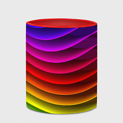 Кружка 3D Color line neon pattern Abstraction Summer 2023, цвет: 3D-белый + красный — фото 2