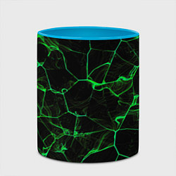 Кружка 3D Абстракция - Черно-зеленый фон - дым, цвет: 3D-белый + небесно-голубой — фото 2