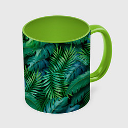 Кружка 3D Green plants pattern, цвет: 3D-белый + светло-зеленый