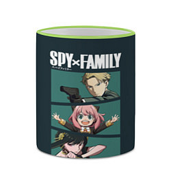 Кружка 3D SPY X FAMILY СЕМЬЯ ШПИОНА ЛОЙД, АНЯ, ЙОР, цвет: 3D-светло-зеленый кант — фото 2