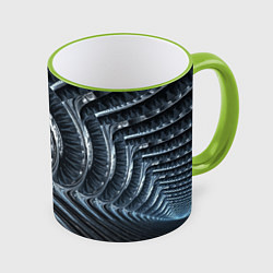 Кружка 3D Фрактальный абстрактный паттерн Броня Fractal Abst, цвет: 3D-светло-зеленый кант