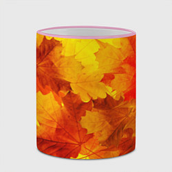 Кружка 3D Желтые-листья, цвет: 3D-розовый кант — фото 2