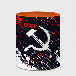 Кружка 3D USSR - СССР - СЕРП И МОЛОТ - КРАСКА, цвет: 3D-белый + оранжевый — фото 2
