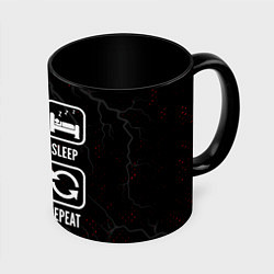 Кружка 3D Eat, Sleep, League of Legends, Repeat, цвет: 3D-белый + черный
