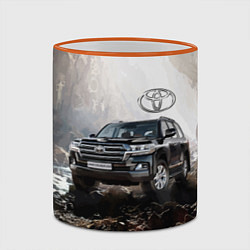 Кружка 3D Toyota Land Cruiser 200 в пещере со скальными рису, цвет: 3D-оранжевый кант — фото 2