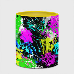 Кружка 3D Разноцветные пятна краски на черном фоне, цвет: 3D-белый + желтый — фото 2